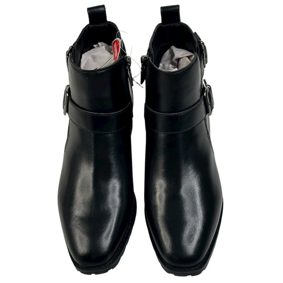 Blondo Shantel Waterproof Black Leather Ankle Boots Womens Size 7.5M Buckle New - Picture 2 of 15